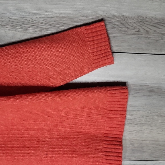 🛍Talbots Womens Large Petite Orange White Wool Fair Isle High Neck Sweater‎ - Picture 6 of 6